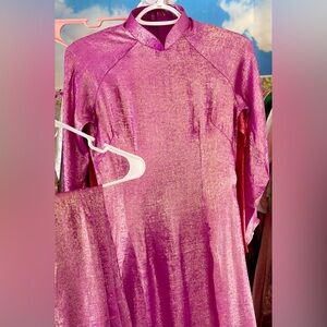 New Ao dai nhu kim sa han quoc Vietnamese traditional long dress set pink m 2 🎁